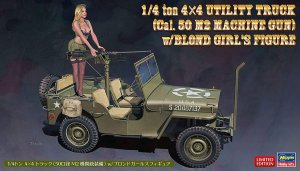 HASEGAWA SP483 52283 - 1:24 1/4 ton 4x4 Utility Truck M2 Machine Gun w/Blond Girl's Figure