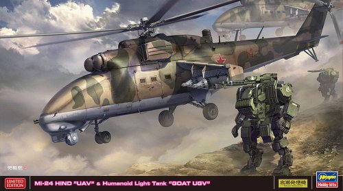 Go to product HASEGAWA 02368 - 1:72 Mi-24 Hind UAV & Humanoid Light Tank Goat UGV