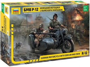 ZVEZDA 3607 - 1:35 German motorcicle R-12 with sidecar and crew