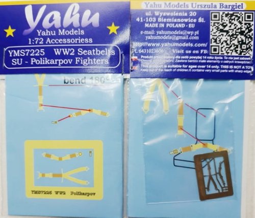 Go to product YAHU YMS7225 - 1:72 WW2 seatbelts Soviet - Polikarpov Fighters