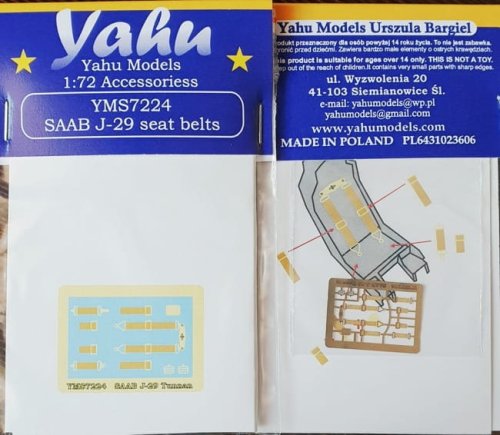 Go to product YAHU YMS7224 - 1:72 SAAB J-29 Tunnan seat belts