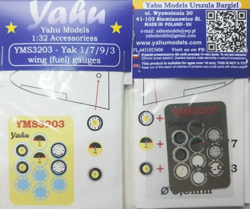 Go to product YAHU YMS3203 - 1:32 Yak 1/7/9/3 wing (fuel) gauges
