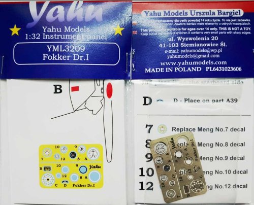Go to product YAHU YML3209 - 1:32 Fokker Dr.I - Instrument Panel