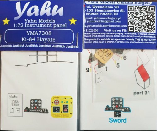 Go to product YAHU YMA7308 - 1:72 Ki-84 Hayate - Instrument Panel