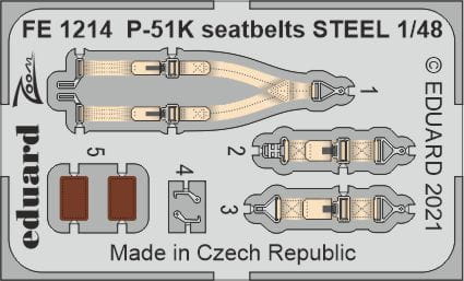 Go to product EDUARD FE1214 - 1:48 P-51K seatbelts - Steel
