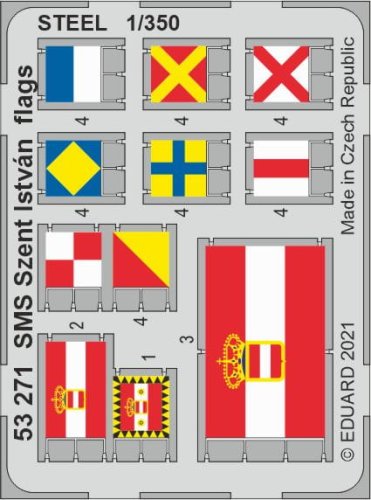 Go to product EDUARD 53271 - 1:350 SMS Szent István flags - Steel