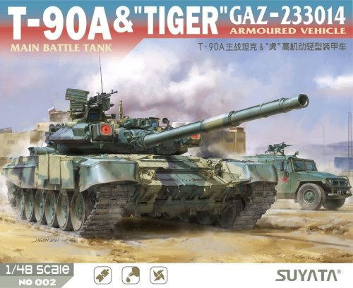 Go to product SUYATA NO-002 - 1:48 T-90A Main Battle Tank & Tiger GAZ-233014 Armoured Vehicle
