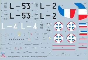 EXOTIC DECALS 48001 - 1:48 Royal Emils - Me 109 in Yugoslav service