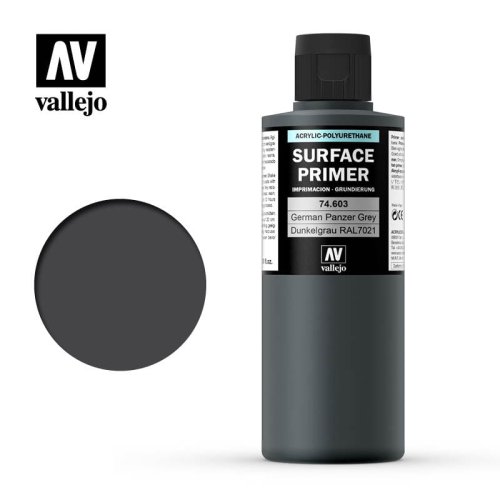 Go to product VALLEJO 74603 - Surface Primer - German Panzer Grey / Schwargrau RAL 7021 200 ml.