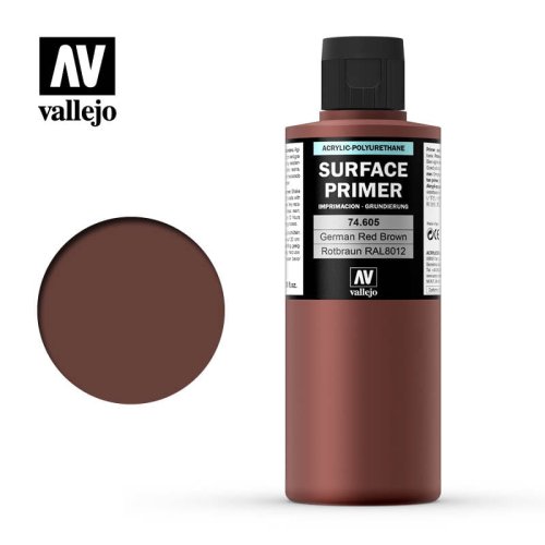 Go to product VALLEJO 74605 - Surface Primer - German Red Brown / Rotbraun RAL 8012 200 ml.