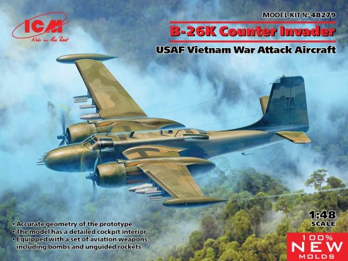 Go to product ICM 48279 - 1:48 B-26K Counter Invader USAF Vietnam War Attack Aircraft