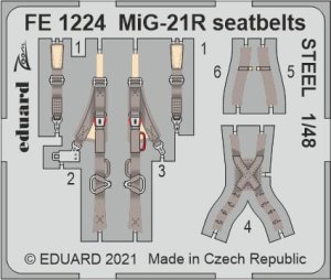 EDUARD FE1224 - 1:48 MiG-21R seatbelts - Steel