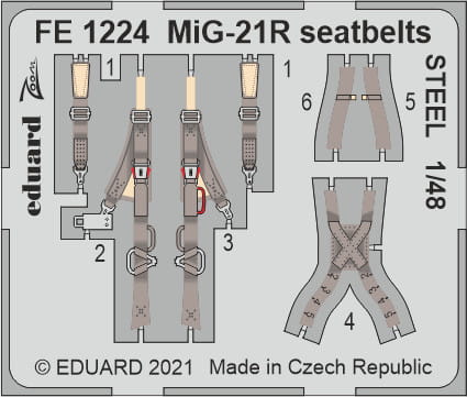 Go to product EDUARD FE1224 - 1:48 MiG-21R seatbelts - Steel