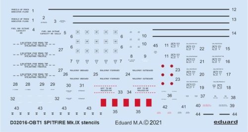 Go to product EDUARD D32016 - 1:32 Spitfire Mk.IX stencils