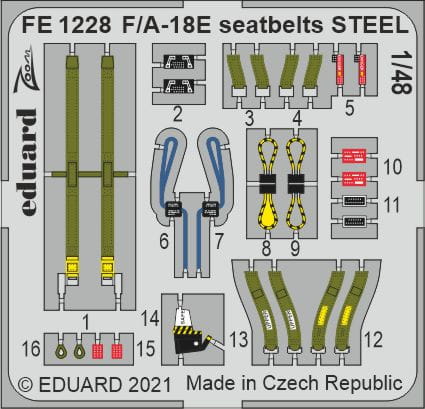 Go to product EDUARD FE1228 - 1:48 F/A-18E seatbelts - Steel