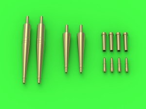 MASTER AM-48-166 - 1:48 Spitfire Mk.Vc Barrels for British Hispano 20mm with fairings and Browning .303 gun barrels