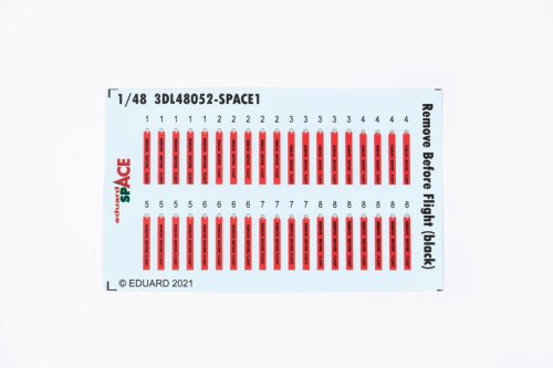 Go to product EDUARD 3DL48052 - 1:48 Remove Before Flight (black) Space 3D Decals + PE