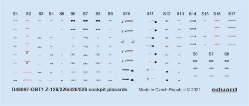 Go to product EDUARD D48097 - 1:48 Z-126/226/326/526 cockpit placards