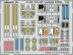 EDUARD 33291 - 1:32 F/A-18F seatbelts - Steel