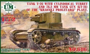 UNIMODELS UM-MT 686 - 1:72 Tank T-26 w/Cylindrical Turret and 76.2mm Tank Gun (KT-28) w/ vinyl tracks