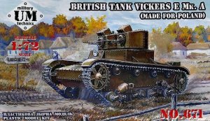 UNIMODELS UM-MT 671 - 1:72 British Tank Vickers E Mk. A Made for Poland