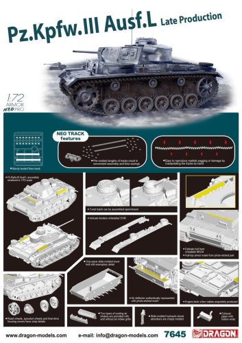Go to product DRAGON 7645 - 1:72 Pz.Kpfw.III Ausf.L Late Production w/ Neo Track