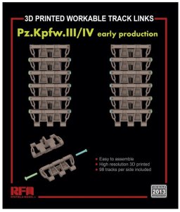 RYE FIELD MODEL 2013 - 1:35 3D Printed Workable Track Links Pz. Kpfw. III/IV Early production