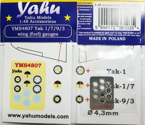 Go to product YAHU YMS4807 - 1:48 Yak 1 /7 /9 /3 wing (fuel) gauges