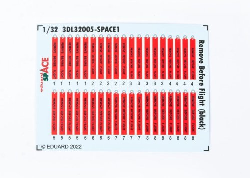 Go to product EDUARD 3DL32005 - 1:32 Remove Before Flight (black) Space 3D Decals