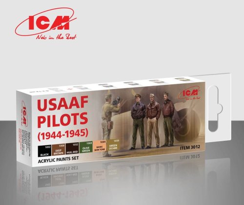 Go to product ICM 3012 - Acrylic Paint Set for USAAF Pilots (1944-1945) 6 x 12 ml
