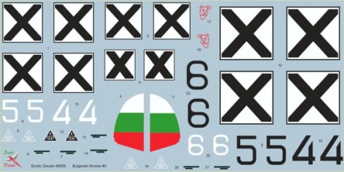 Go to product Exotic Decals 48005 - 1:48 Bulgarian Arrows #2 Bf 109 E-3a in Bulgarian service - part 2