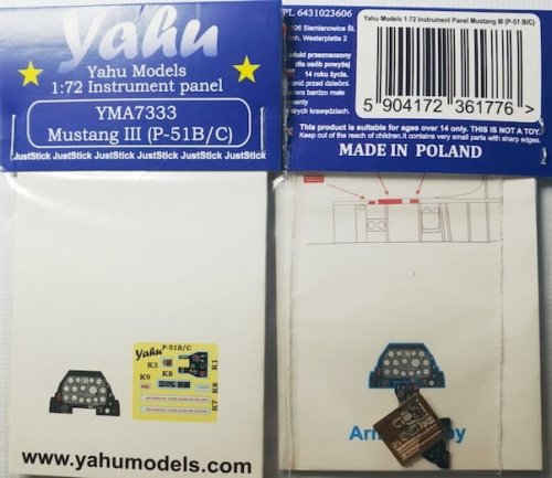 Go to product YAHU YMA7333 - 1:72 Mustang III P-51 B/C instrument panel