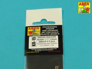 Aber KR15 - Pręty mosiężne kwadratowe 1,5 mm o długości 245 mm (2 szt)