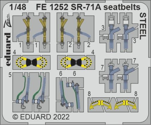 Go to product Eduard FE1252 - 1:48 SR-71A seatbelts - Steel