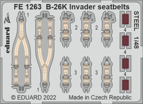 Go to product Eduard FE1263 - 1:48 B-26K Invader seatbelts - Steel