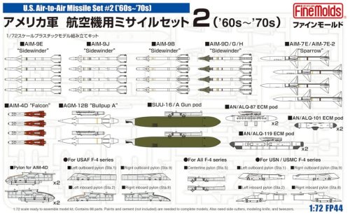 Go to product Fine Molds FP44 - 1:72 US Aircraft Air to Air Misile Set 60s - 70