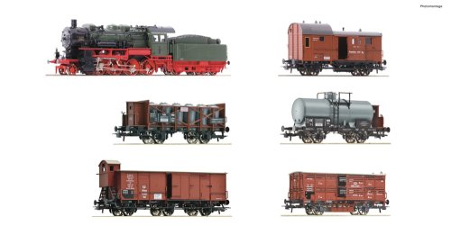 Go to product Roco 61481 H0 - Zestaw Pruski pociąg towarowy, parowóz G 8.2 z dźwiękiem i 5 wagonów