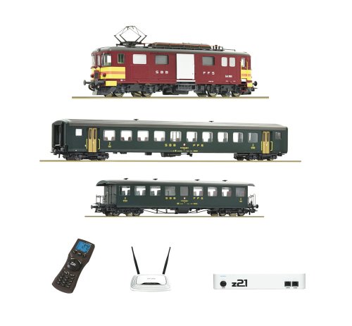 Go to product Roco 51338 H0 - Zestaw cyfrowej kolejki elektrycznej z elektrycznym wagonem bagażowym i wagonami osobowymi SBB
