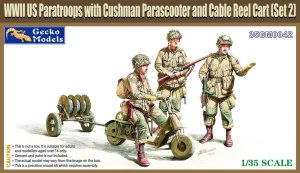 Gecko Models 35GM0042 - 1:35 WWII US Paratroops with Cushman Parascooter and Cable Reel Cart Set 2