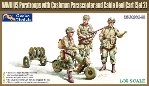 Go to product Gecko Models 35GM0042 - 1:35 WWII US Paratroops with Cushman Parascooter and Cable Reel Cart Set 2