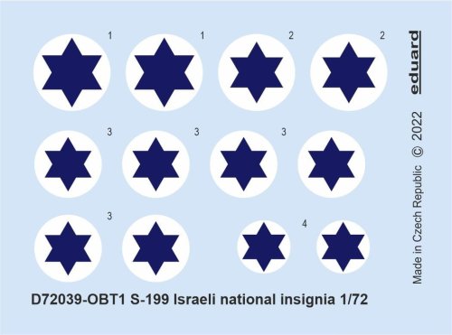 Go to product Eduard D72039 - 1:72 S-199 Israeli national insignia