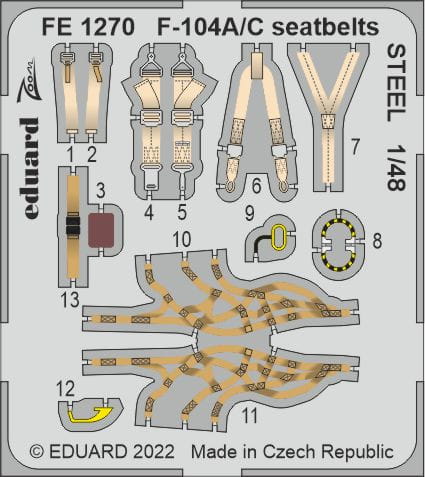 Go to product Eduard FE1270 - 1:48 F-104A/C seatbelts - Steel