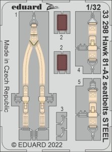 Eduard 33298 - 1:32 Hawk 81-A2 seatbelts - Steel
