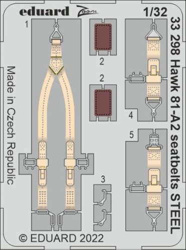 Go to product Eduard 33298 - 1:32 Hawk 81-A2 seatbelts - Steel