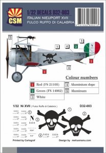 Copper State Models CSM D32-003 - 1:32 Italian Nieuport XVII Fulco Ruffo Di Calabria