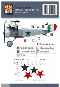 Copper State Models CSM D32-004 - 1:32 Italian Nieuport XVII Giulio Poli