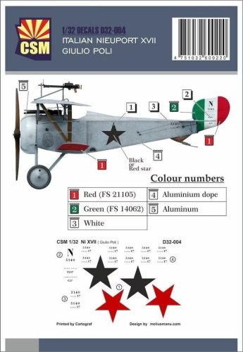 Go to product Copper State Models CSM D32-004 - 1:32 Italian Nieuport XVII Giulio Poli