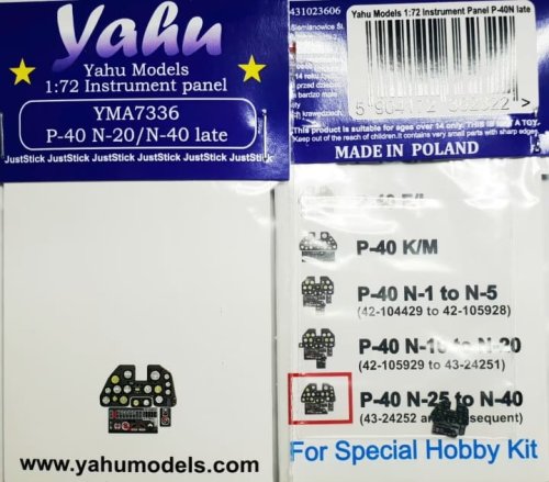 Go to product Yahu YMA7336 - 1:72 P-40 N-20/N-40 late