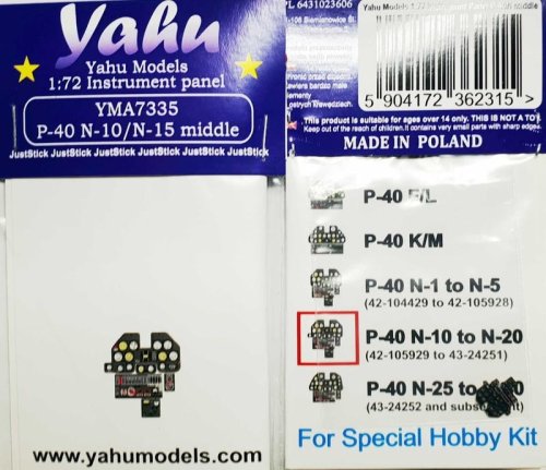 Go to product Yahu YMA7335 - 1:72 P-40 N-10/N-15 middle