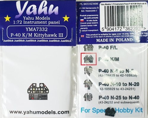 Go to product Yahu YMA7332 - 1:72 P-40 K/M Kittyhawk III